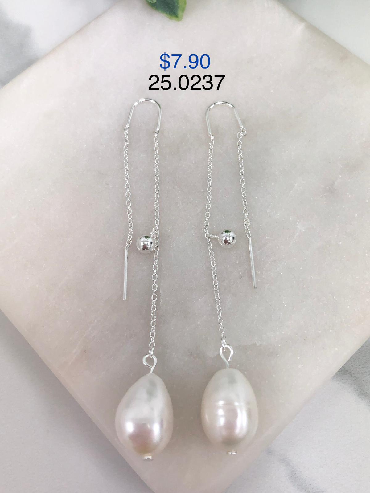Silver 925 Long silver earring with pearl 25.0237