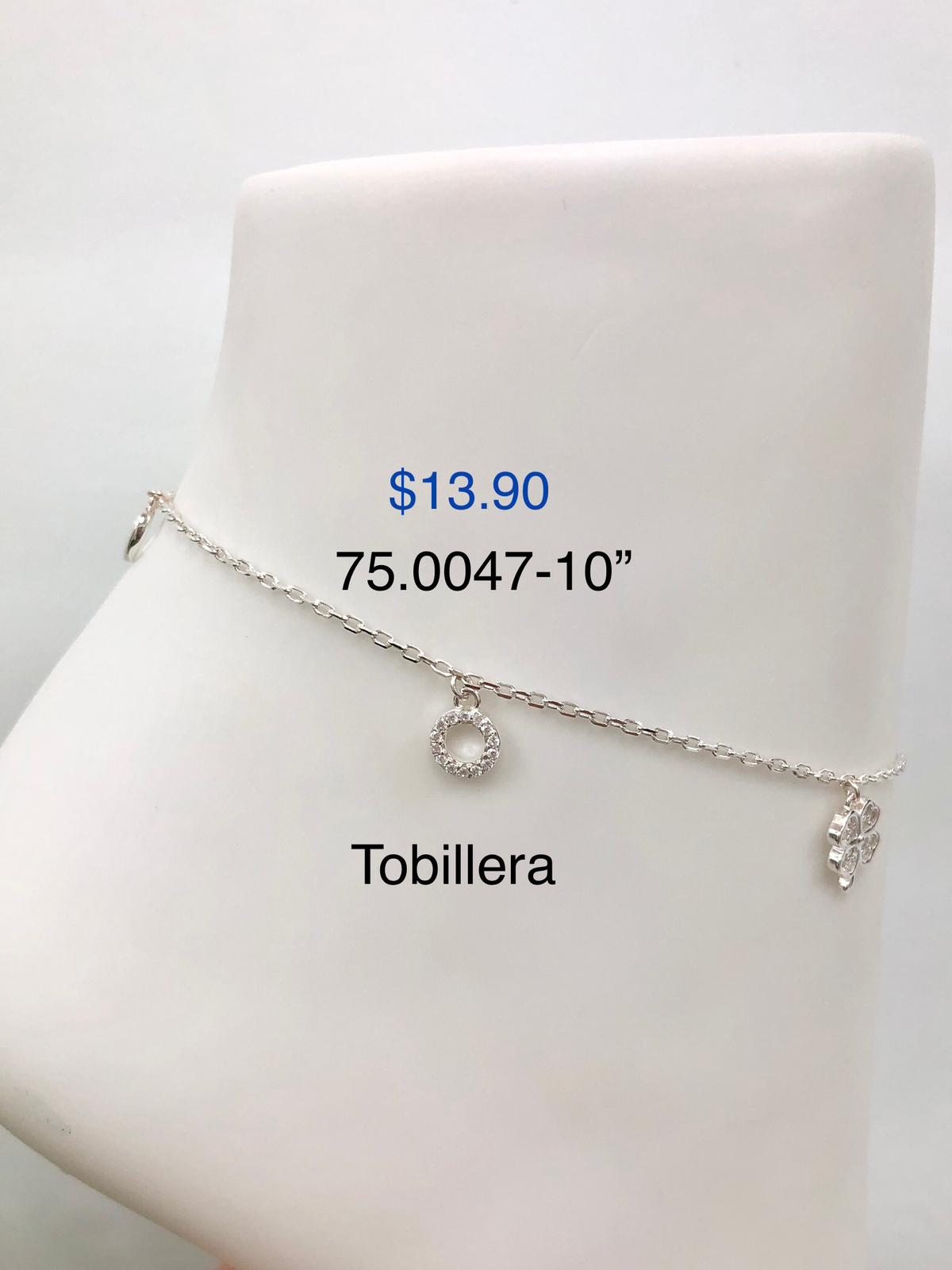 Silver 925 Four Leaf Clover Pendant Anklet 75.0047-10"