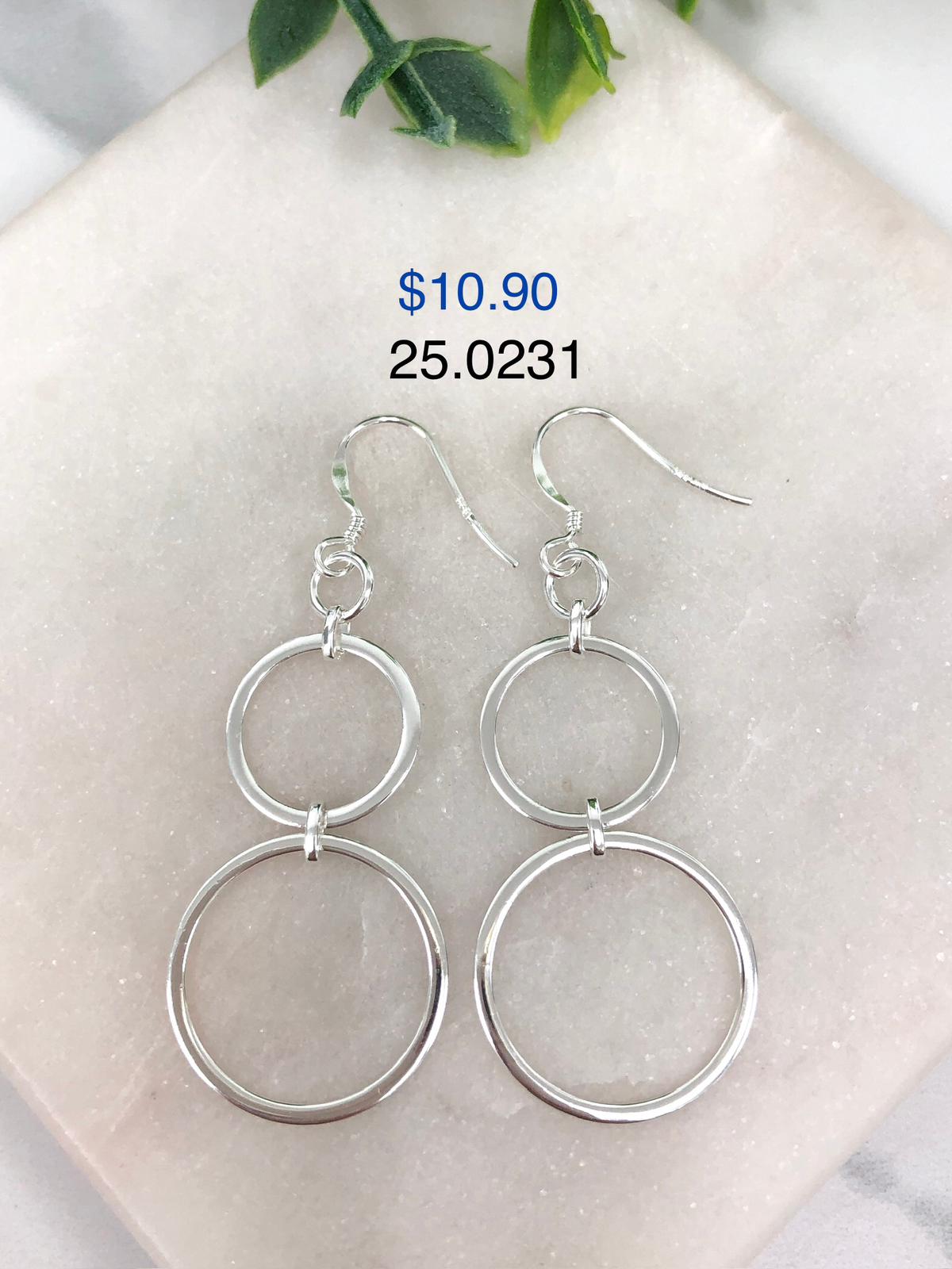 Silver 925 earrings with double hoops 25.0231