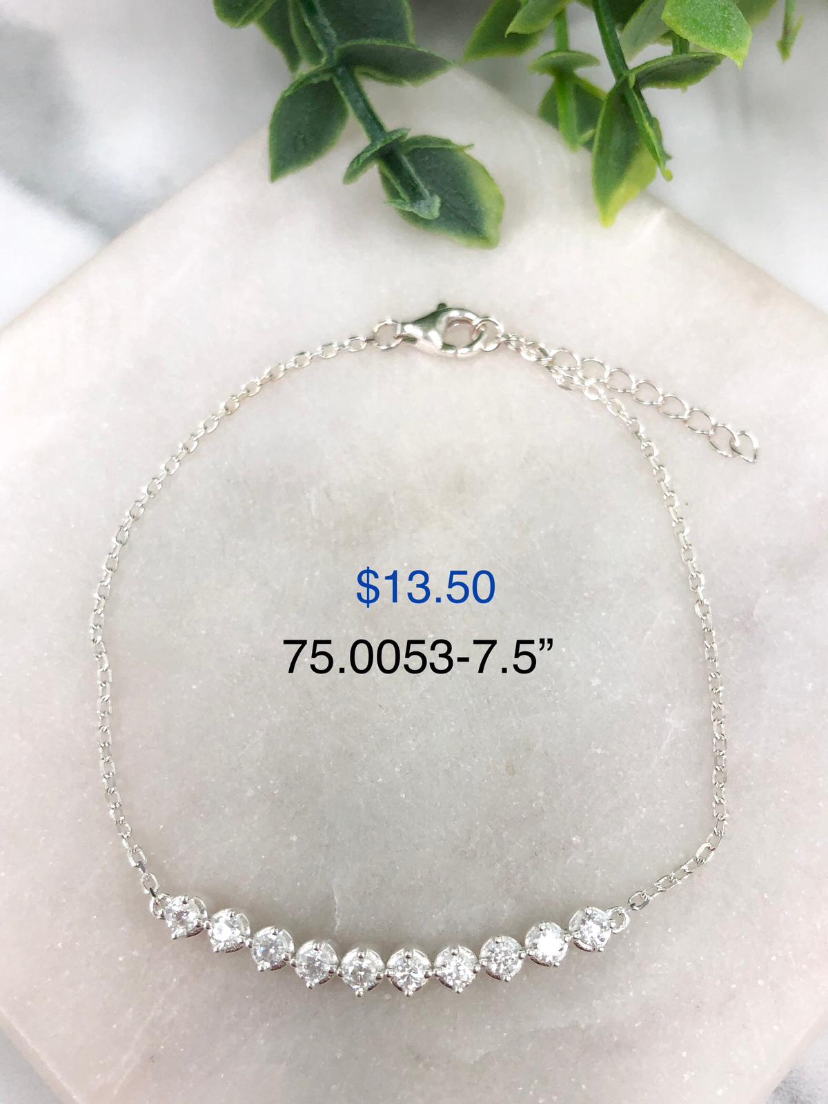 Silver 925 Bracelet with plaque to engrave name with several points of light 75.0053-7.5"