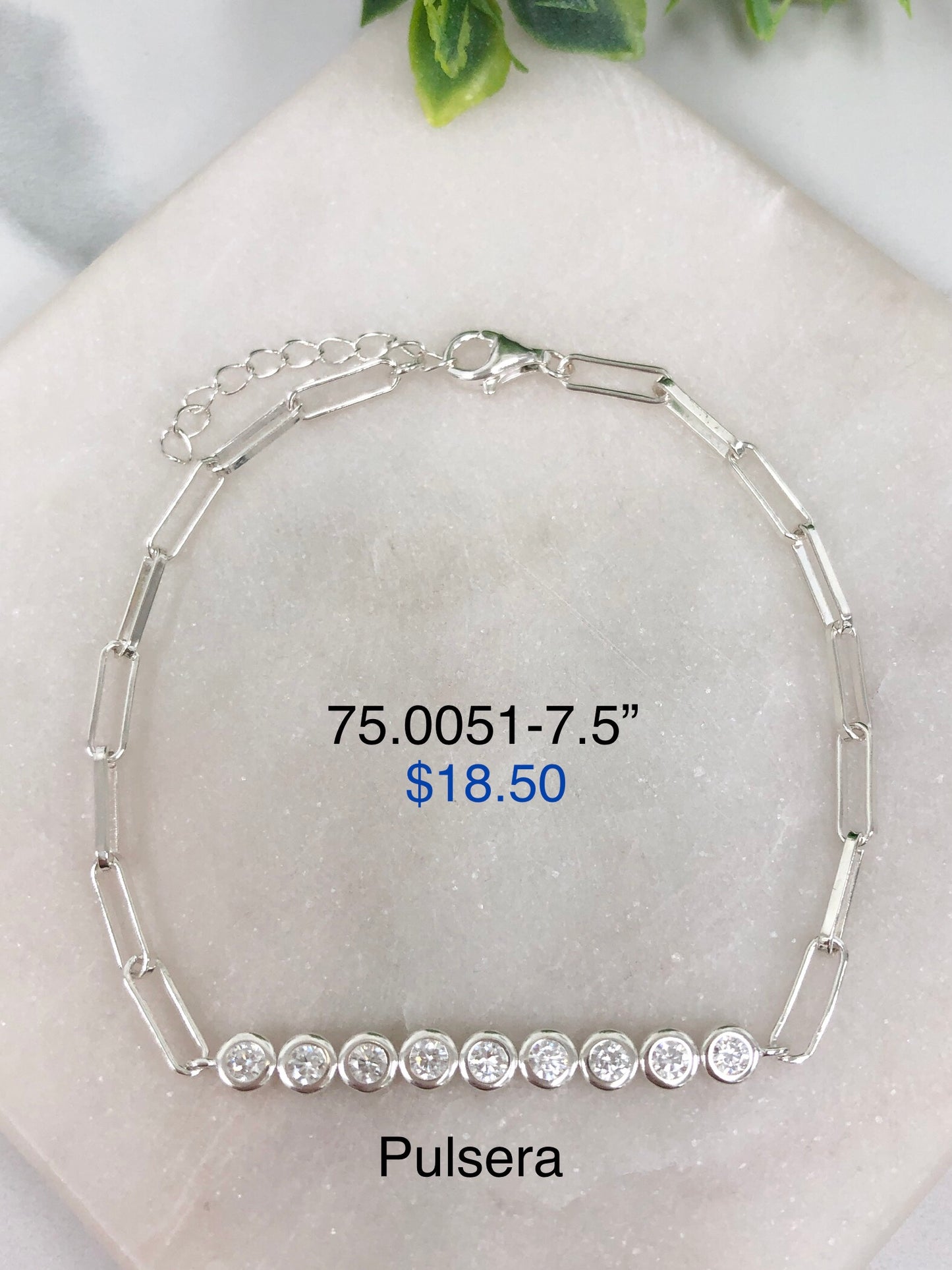 Silver 925 Bracelet with traced chains and light dots 75.0051-7.5"