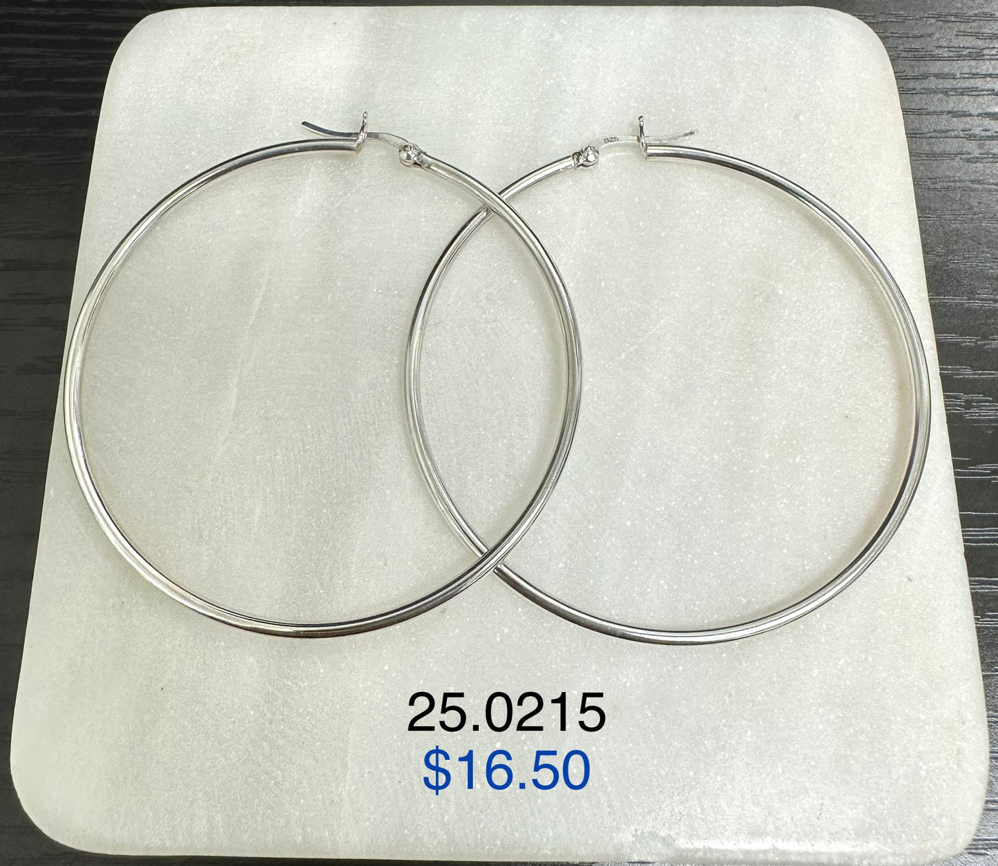 Silver 925 Large thin hoop silver earrings 25.0215