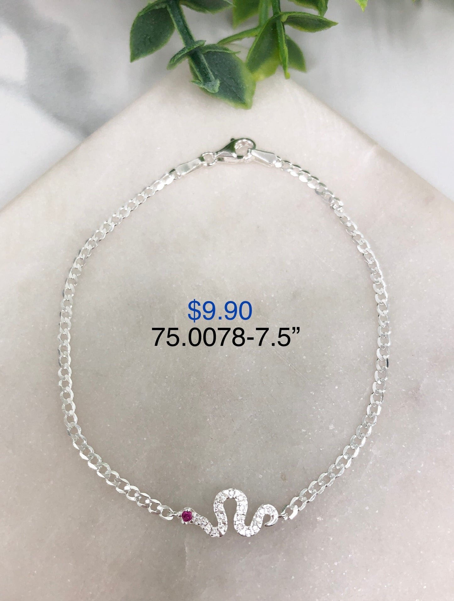 Silver 925 Snake Charm Bracelet 75.0078-7.5"