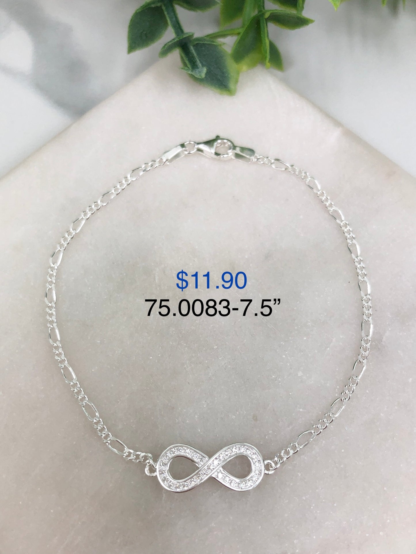 Silver 925 Bracelet with infinity symbol pendant 75.0083-7.5"