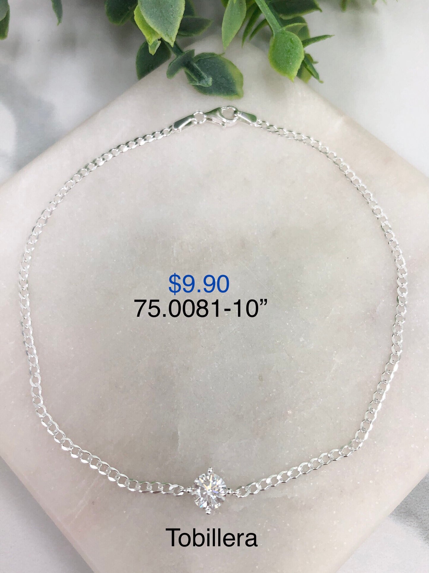 Silver 925 Light Spot Pendant Anklet 75.0081-10"