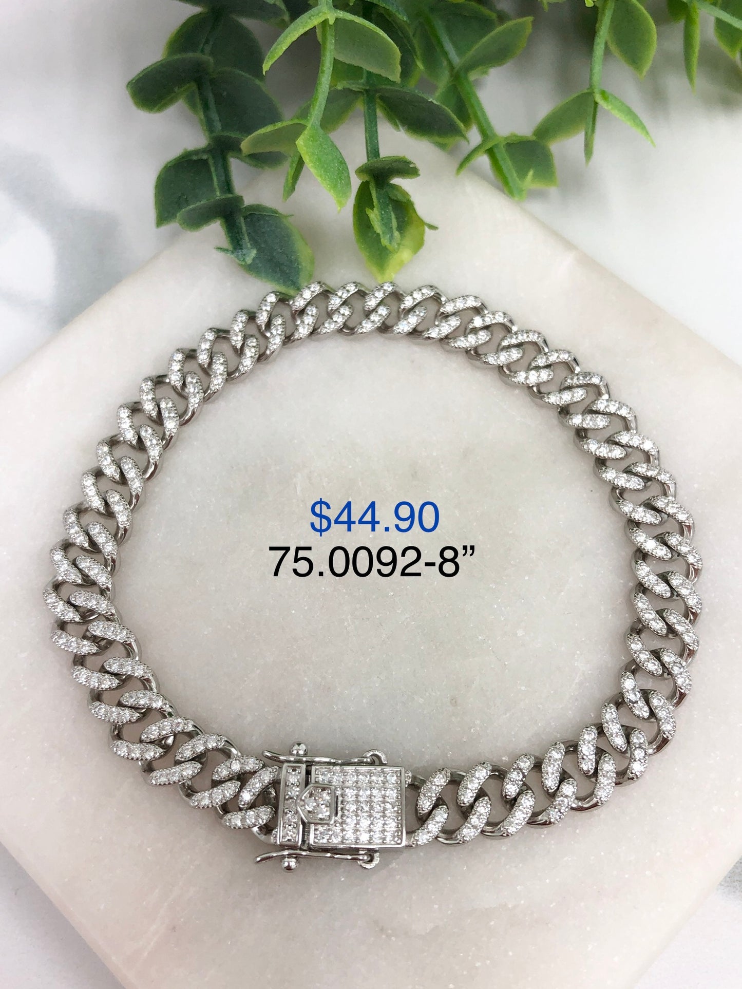 Silver 925 thick traced bracelet 75.0092-8"