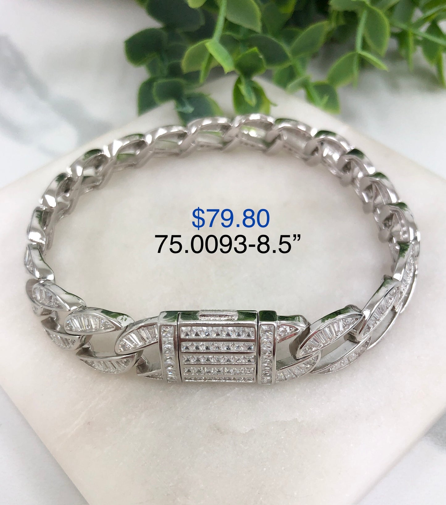 Silver 925 thick traced bracelet 75.0093-8.5"