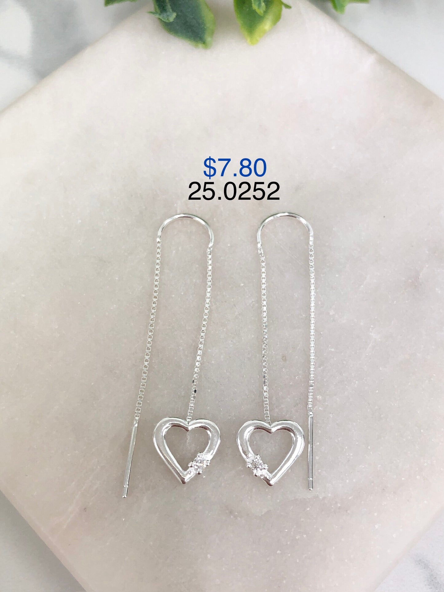 Silver 925 waterfall earrings with heart 25.0252