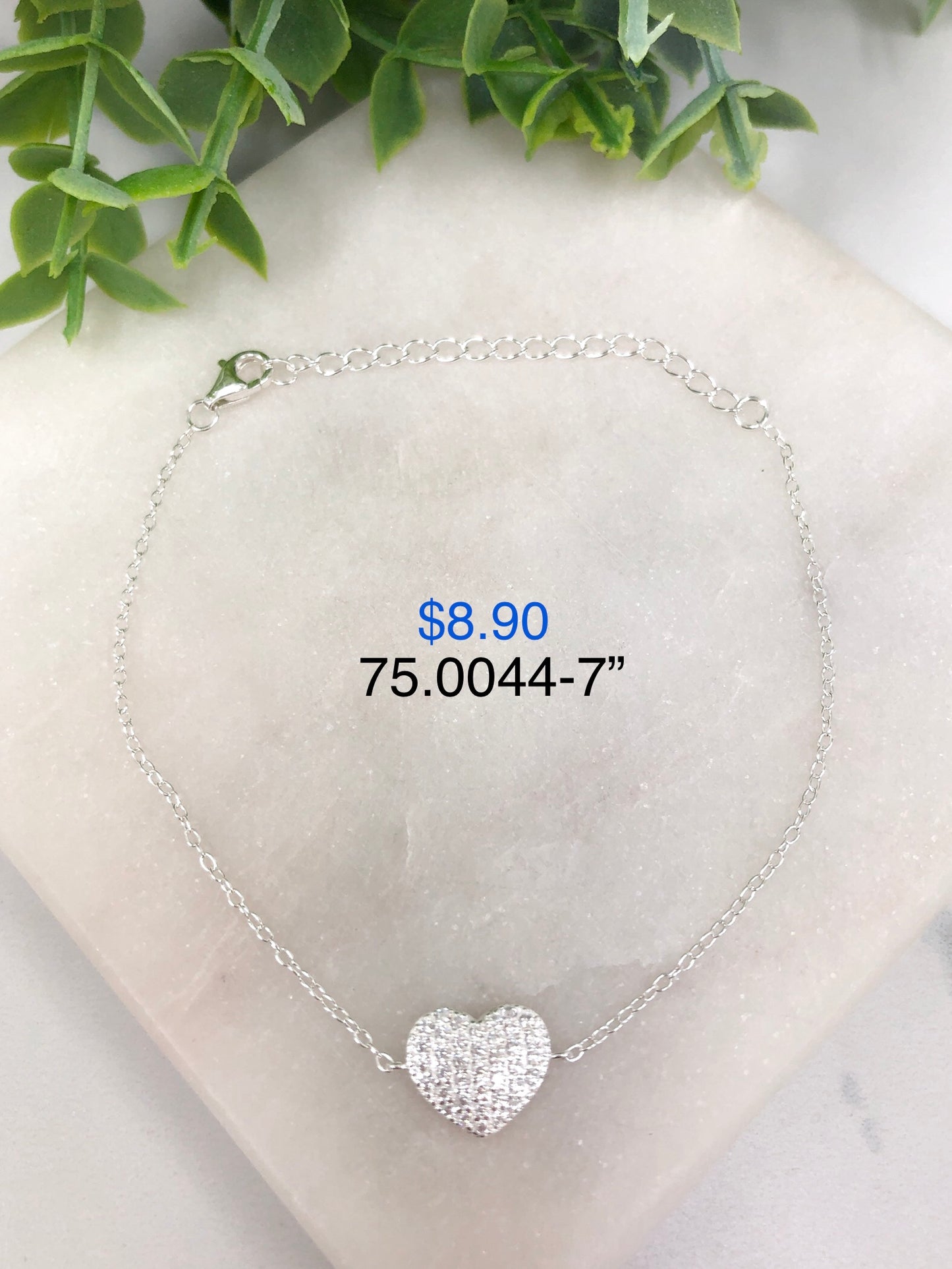 Silver 925 large heart bracelet 75.0047-7"