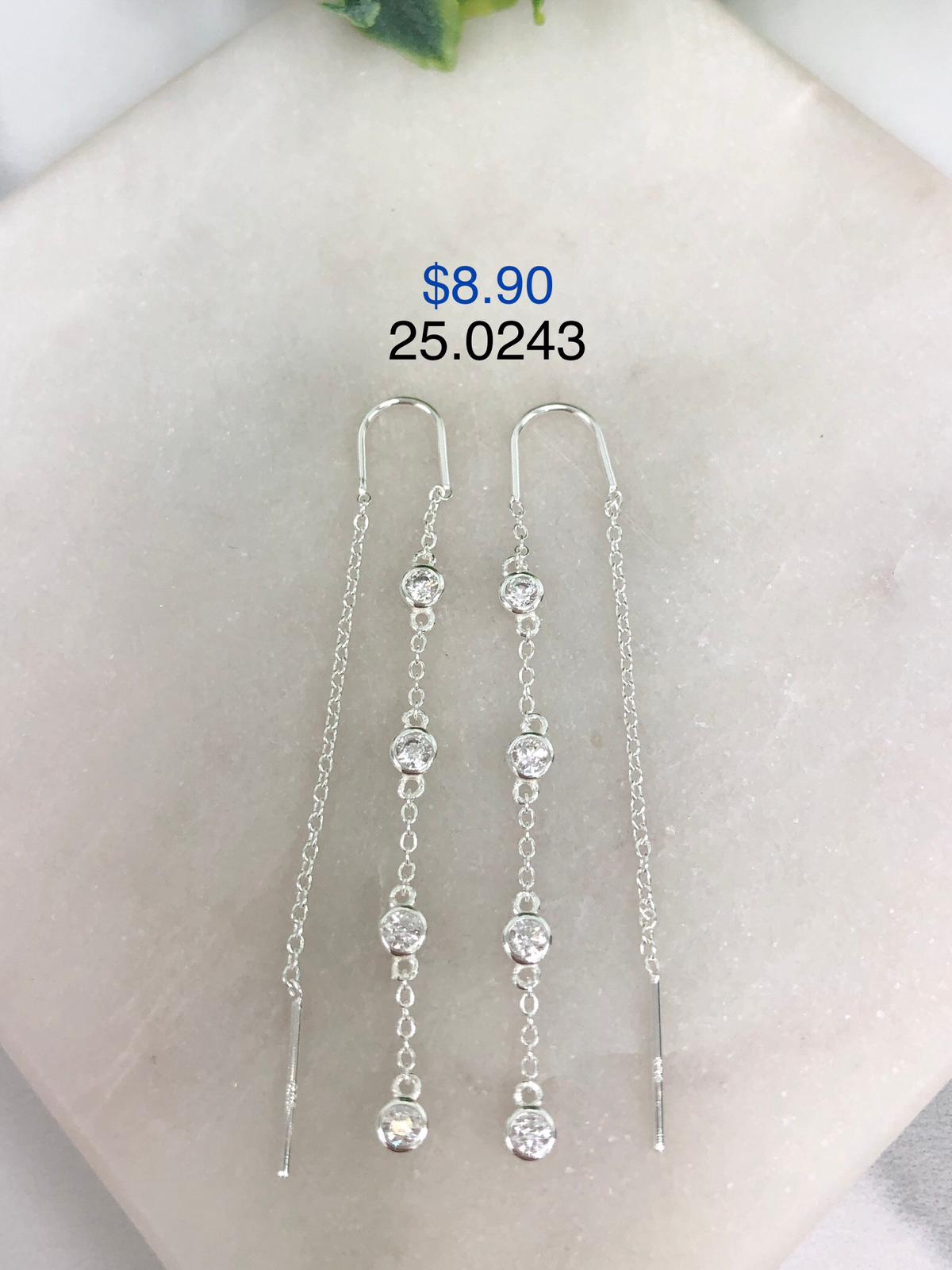 Silver 925 chain-shaped earrings with light points 25.0243