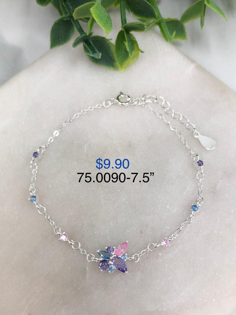 Silver 925 Bracelet with colored stones 75.0090-7.5"