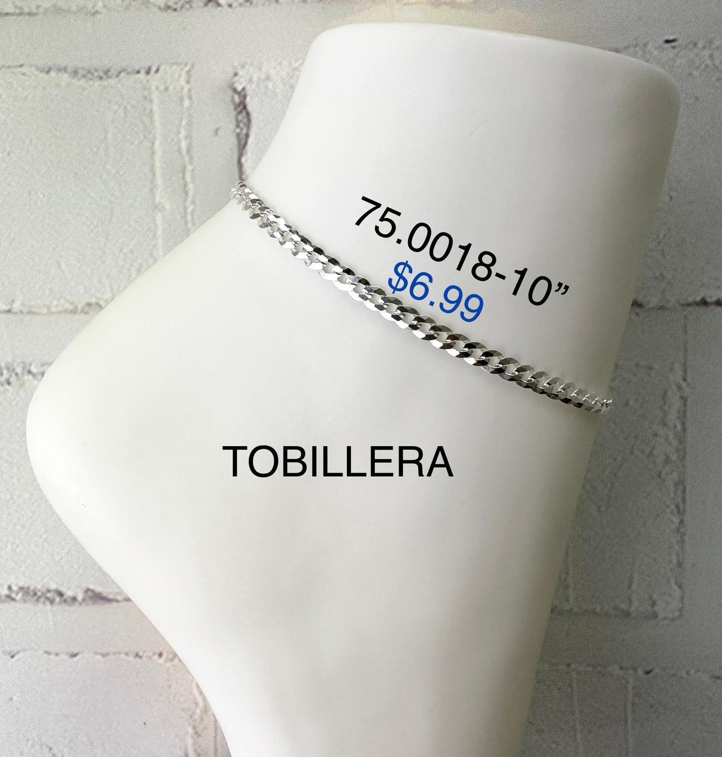 Silver 925 Twisted Chain Style Anklet 75.0018-10"