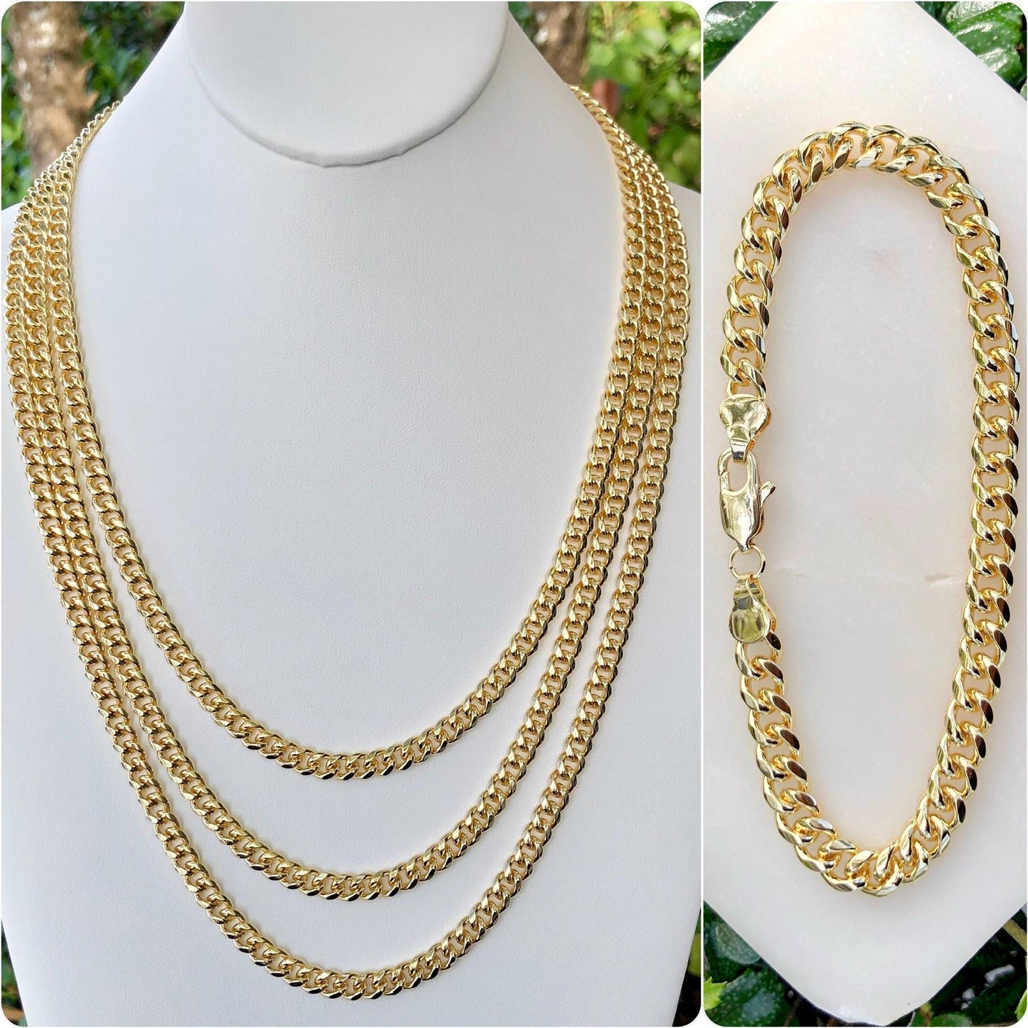 14k Gold Filled 6mm Cuban Link Chain or Bracelet, 6mm Curb Link Chain, 22", 24", 26" Long, or 8.5" Bracelet, Unisex Chain, Wholesale Jewelry