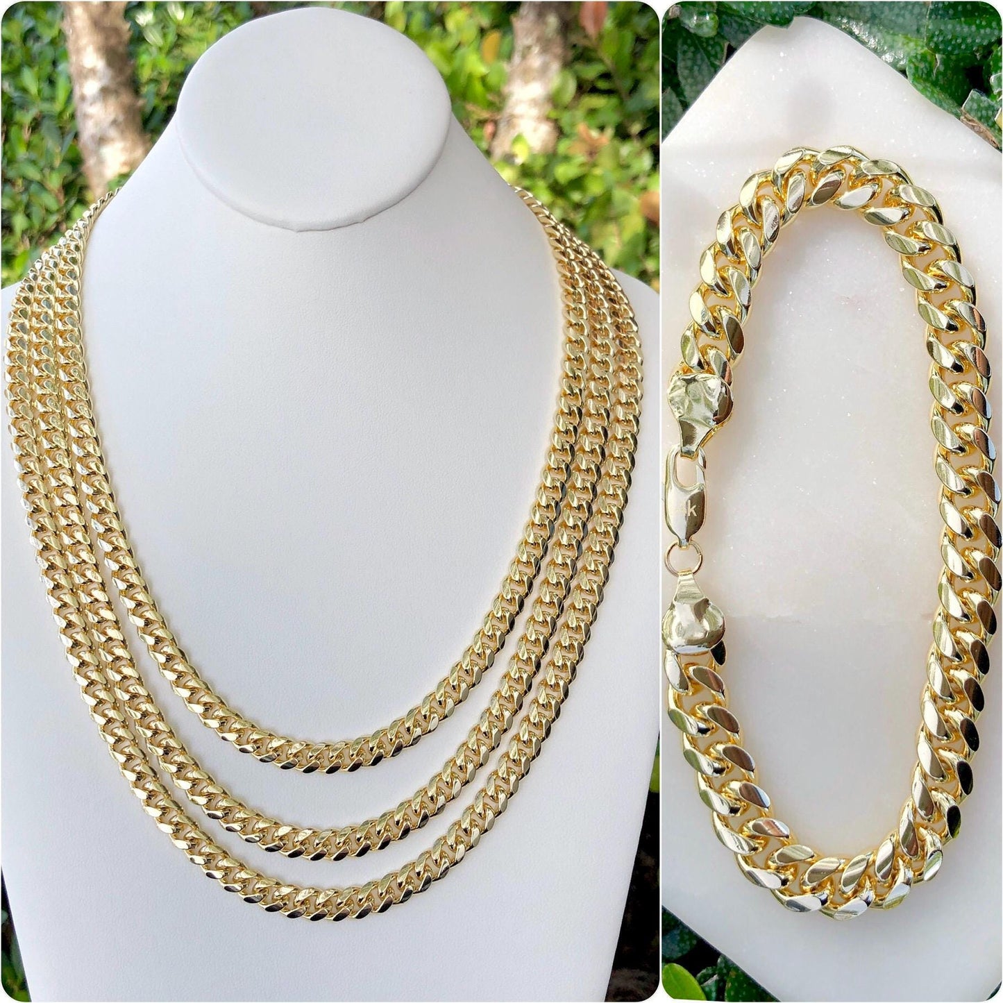 14k Gold Filled 8mm Cuban Link Chain or Bracelet, 8mm Link Chain, 22", 24", 26" Long, or 8.5" Bracelet, Unisex Chain, Wholesale Jewelry