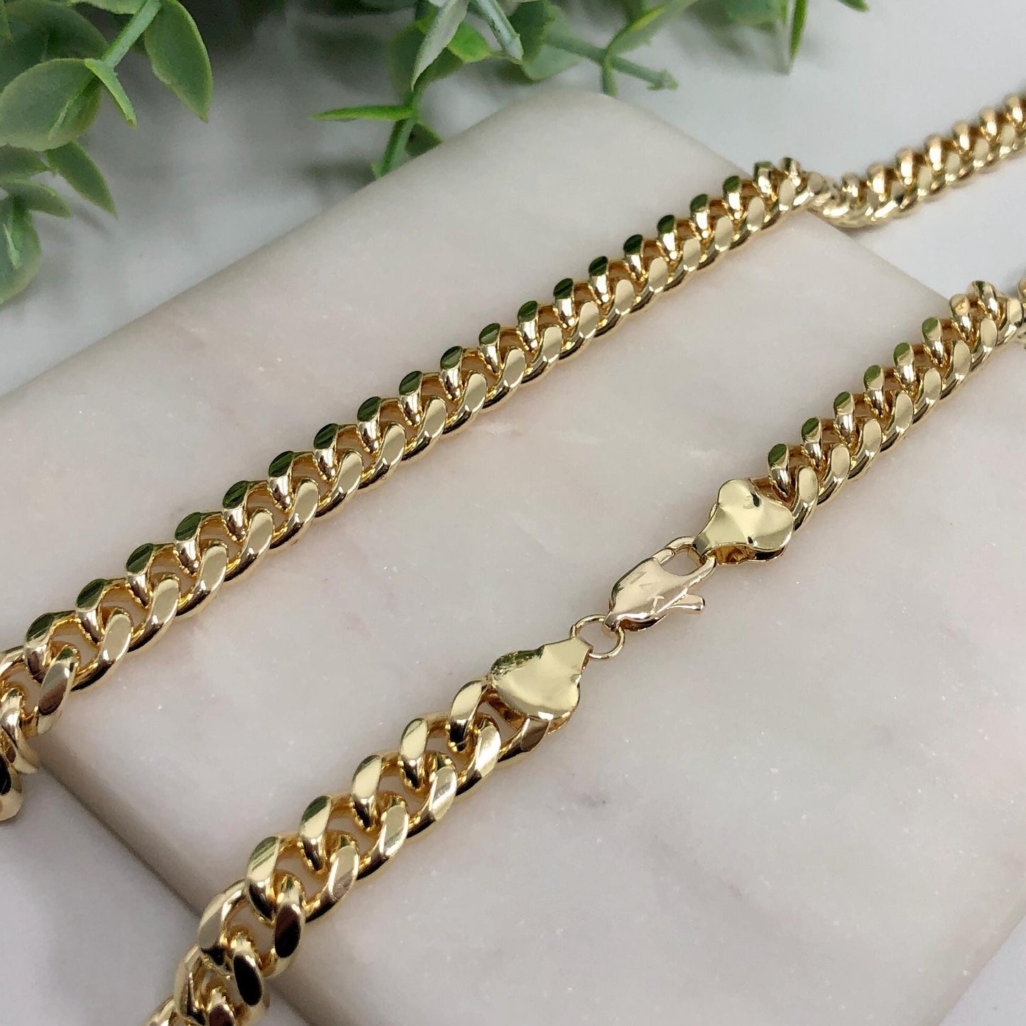 14k Gold Filled 8mm Cuban Link Chain or Bracelet, 8mm Link Chain, 22", 24", 26" Long, or 8.5" Bracelet, Unisex Chain, Wholesale Jewelry