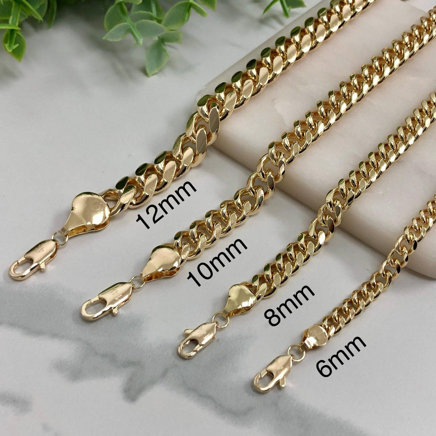 14k Gold Filled 6mm Cuban Link Chain or Bracelet, 6mm Curb Link Chain, 22", 24", 26" Long, or 8.5" Bracelet, Unisex Chain, Wholesale Jewelry
