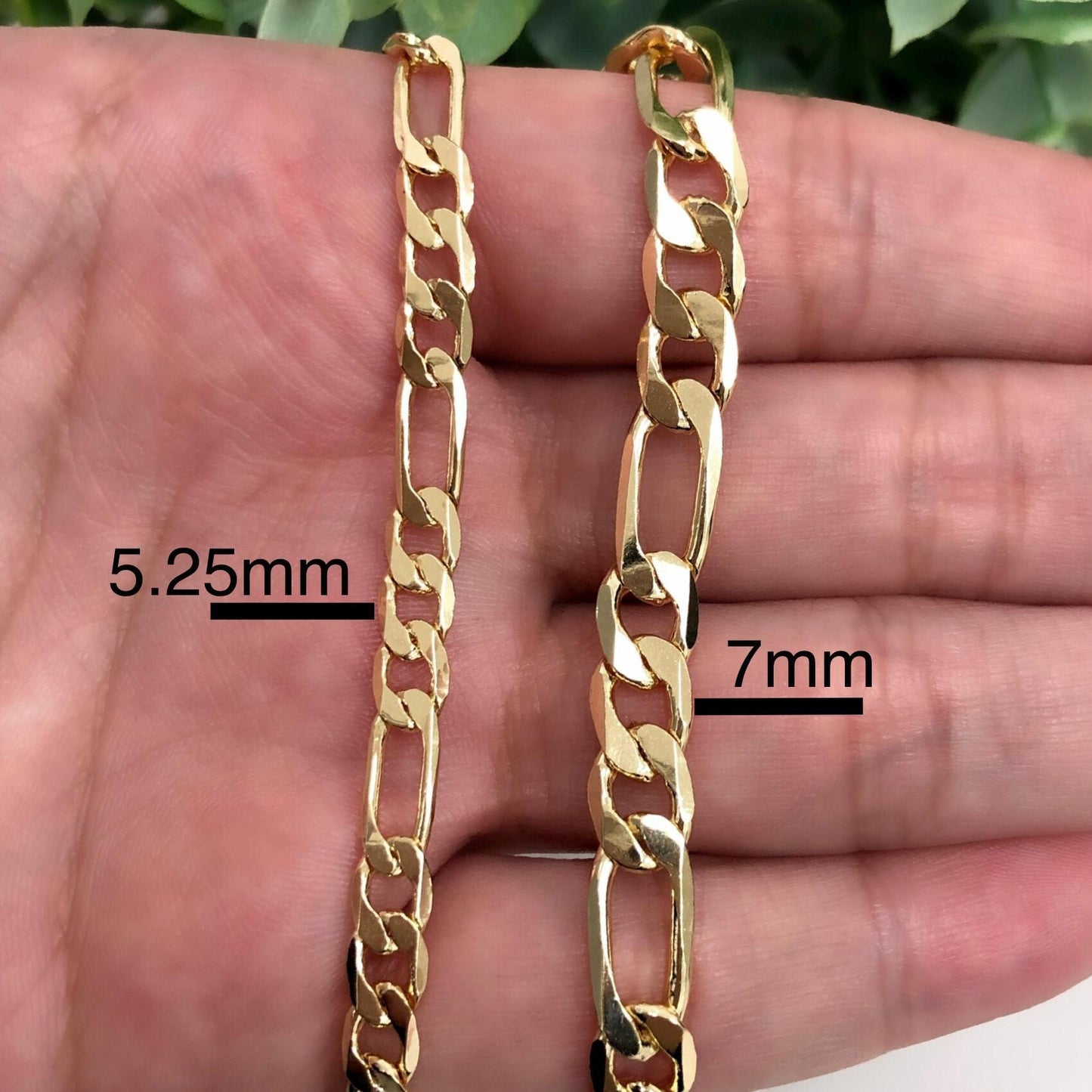 14K Gold Filled 5.25mm Figaro Chain Link or Bracelet, 24" Long or 8.5" Bracelet, or 14K Gold Filled 7mm Figaro Chain Link 24" Long