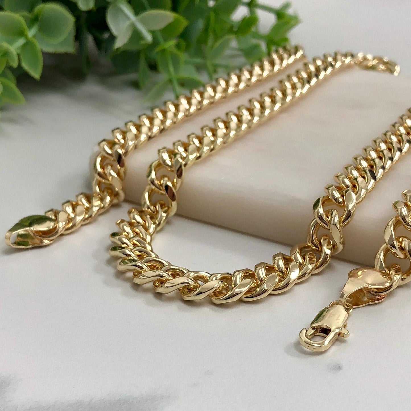 14k Gold Filled 10mm Cuban Link Chain or Bracelet, 10mm Curb Link Chain, 22", 24", 26" Long, or 8.5" Bracelet, Wholesale Jewelry