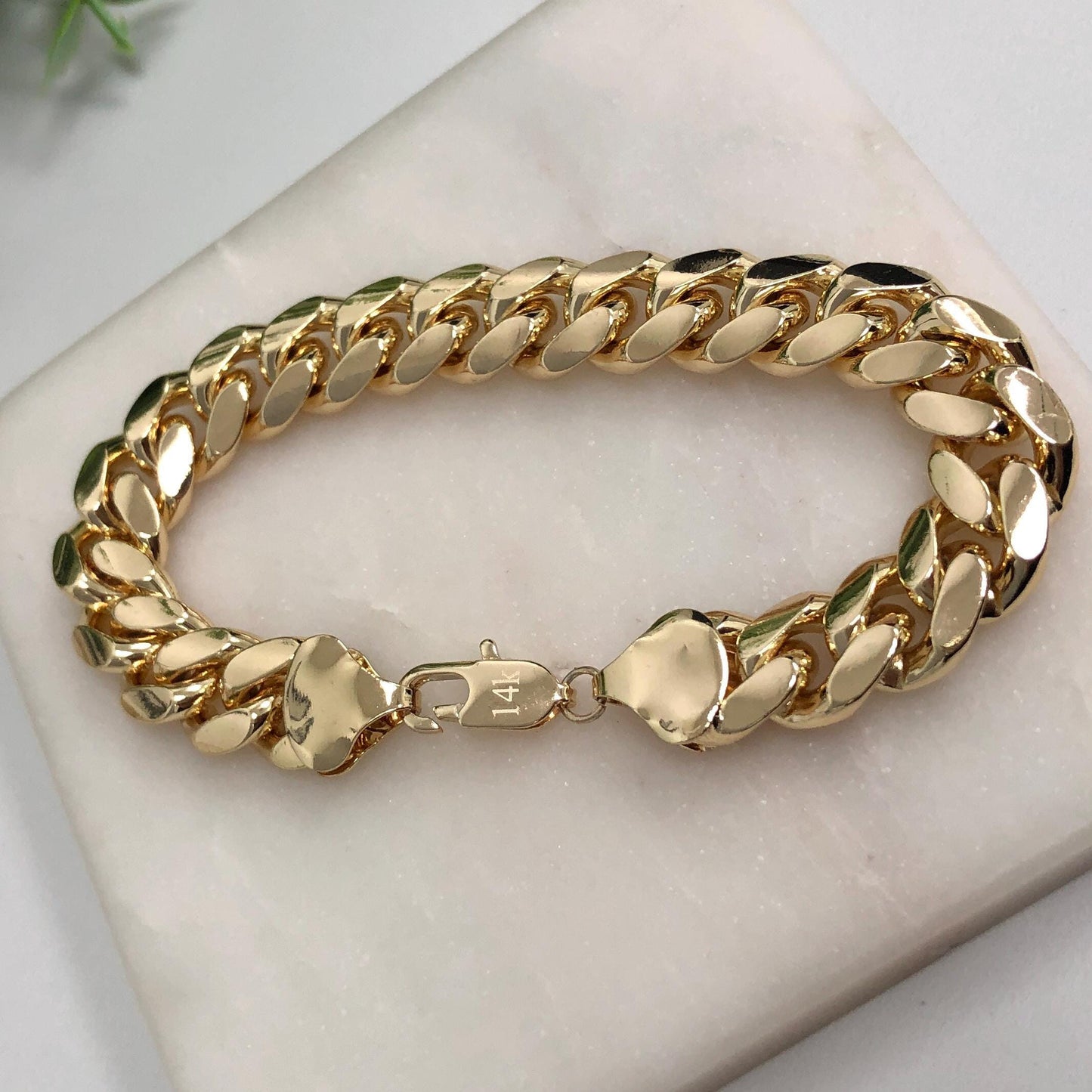 14k Gold Filled 12mm Cuban Link Chain or Bracelet, 12mm Curb Link Chain, 22", 24", 26", 28" Long, or 8.5" Bracelet, Wholesale Jewelry