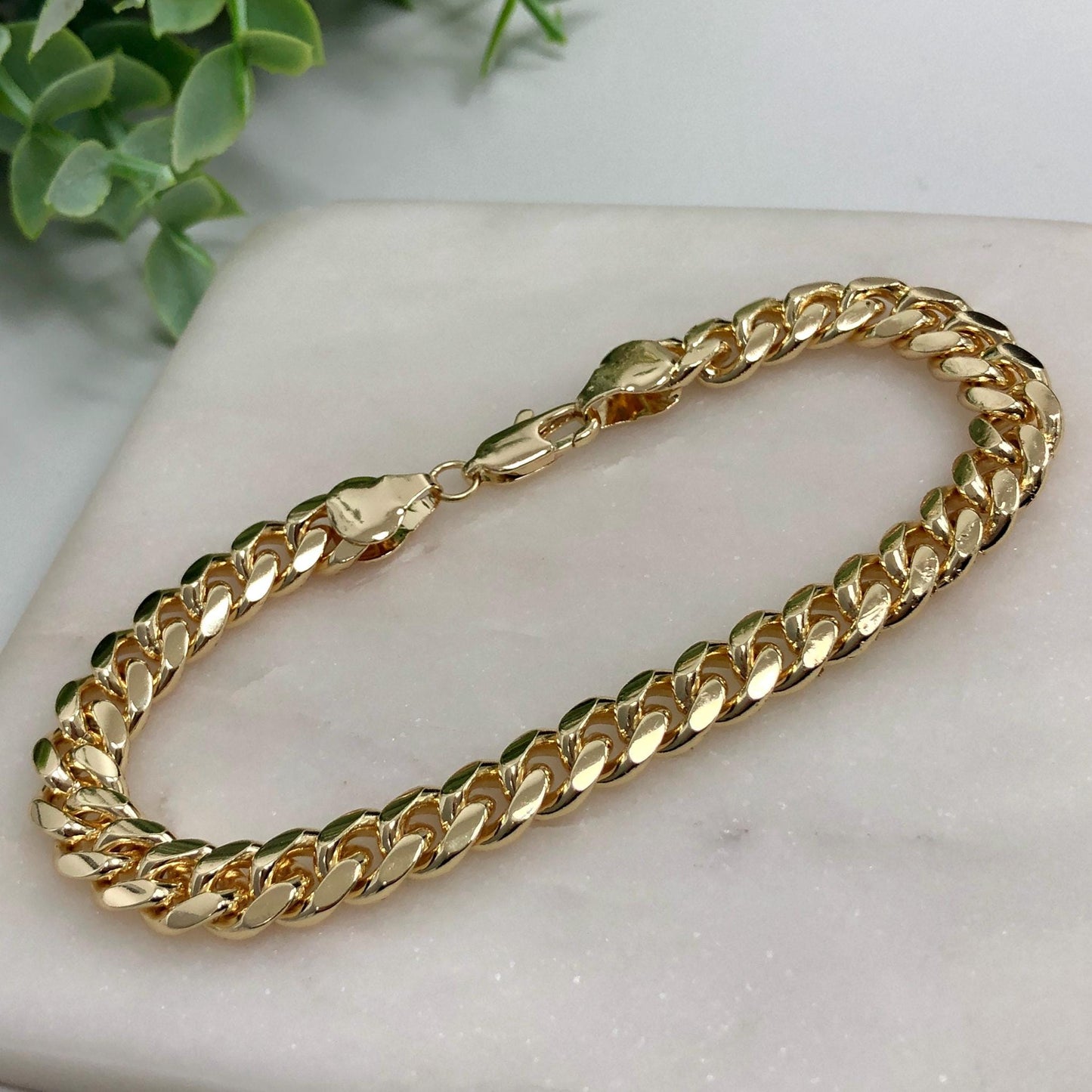 14k Gold Filled 8mm Cuban Link Chain or Bracelet, 8mm Link Chain, 22", 24", 26" Long, or 8.5" Bracelet, Unisex Chain, Wholesale Jewelry