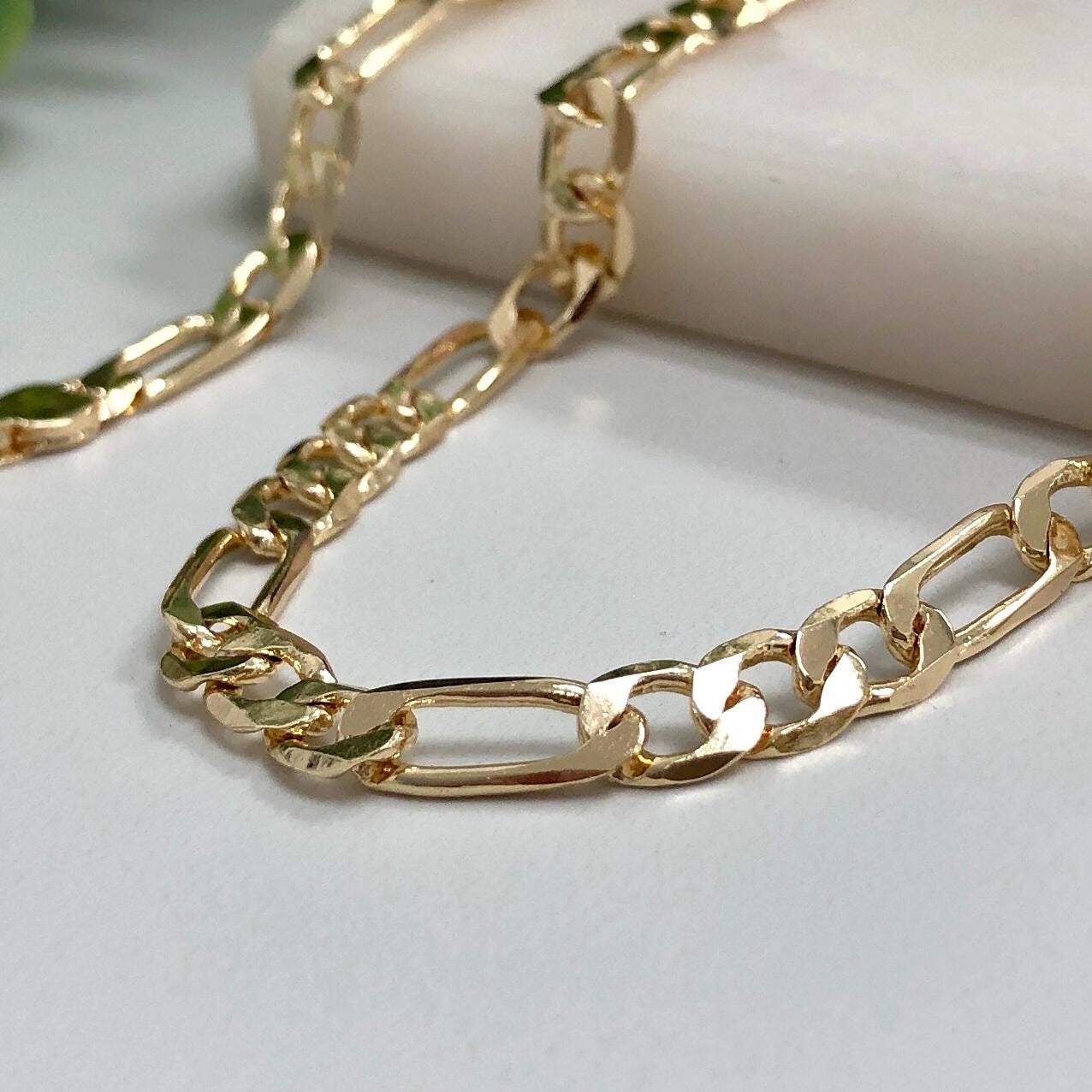 14K Gold Filled 5.25mm Figaro Chain Link or Bracelet, 24" Long or 8.5" Bracelet, or 14K Gold Filled 7mm Figaro Chain Link 24" Long
