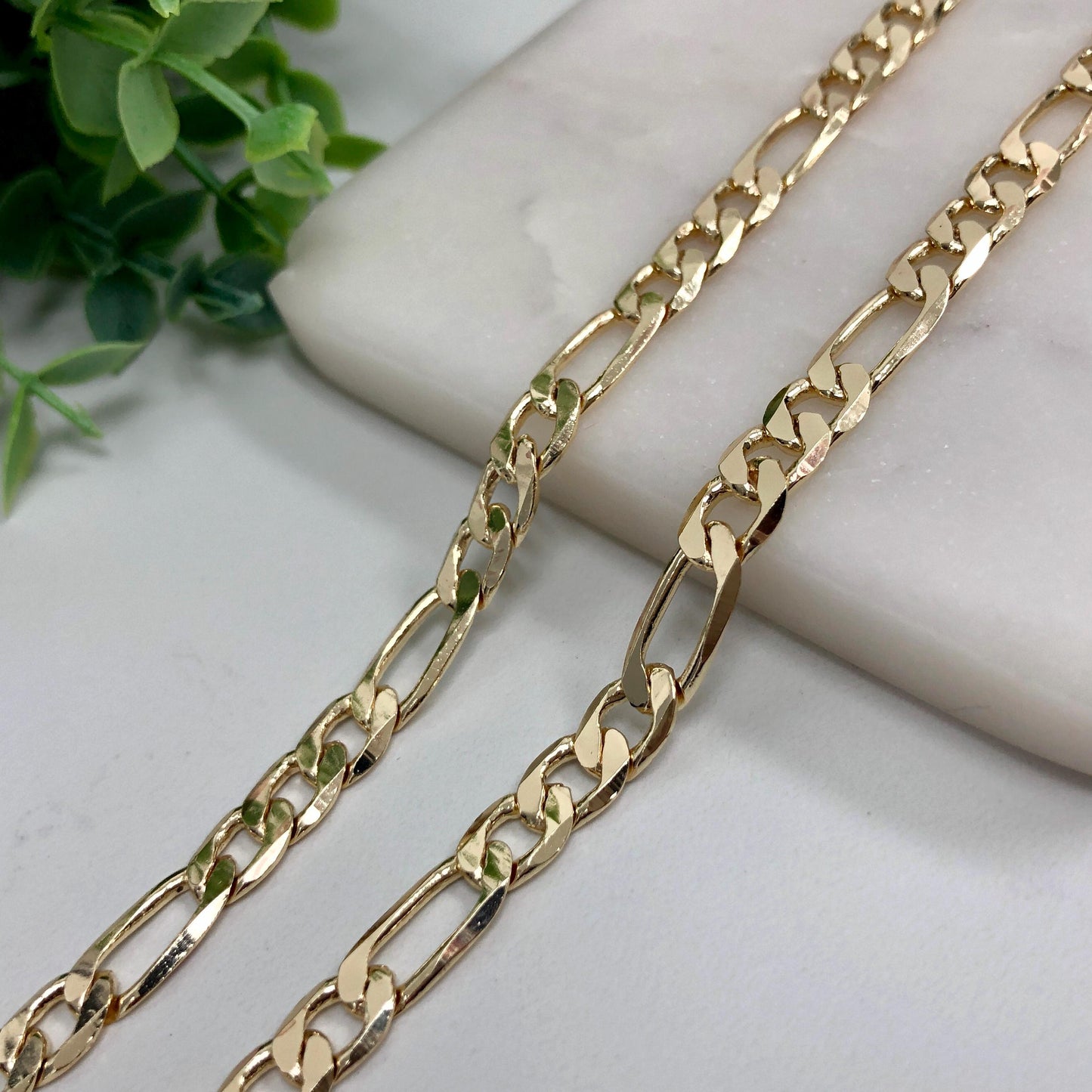14K Gold Filled 5.25mm Figaro Chain Link or Bracelet, 24" Long or 8.5" Bracelet, or 14K Gold Filled 7mm Figaro Chain Link 24" Long