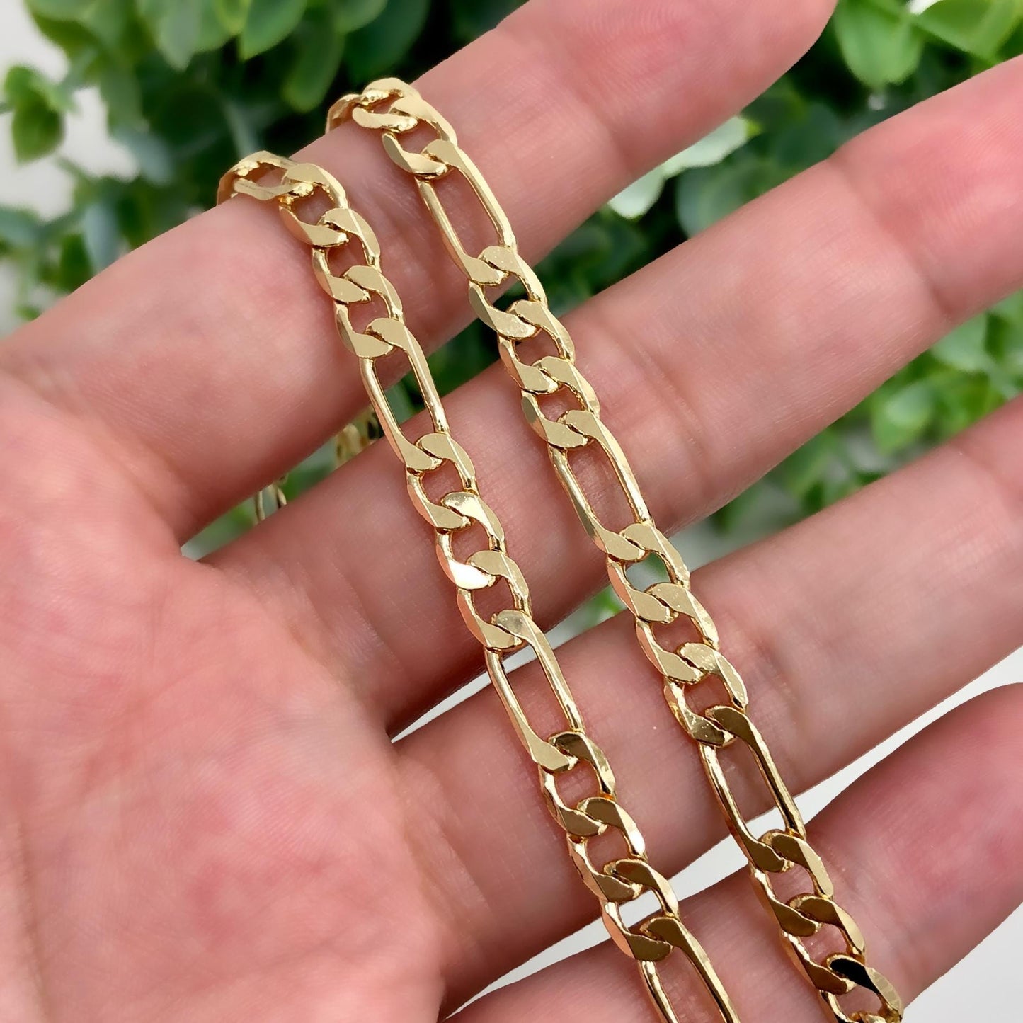 14K Gold Filled 5.25mm Figaro Chain Link or Bracelet, 24" Long or 8.5" Bracelet, or 14K Gold Filled 7mm Figaro Chain Link 24" Long